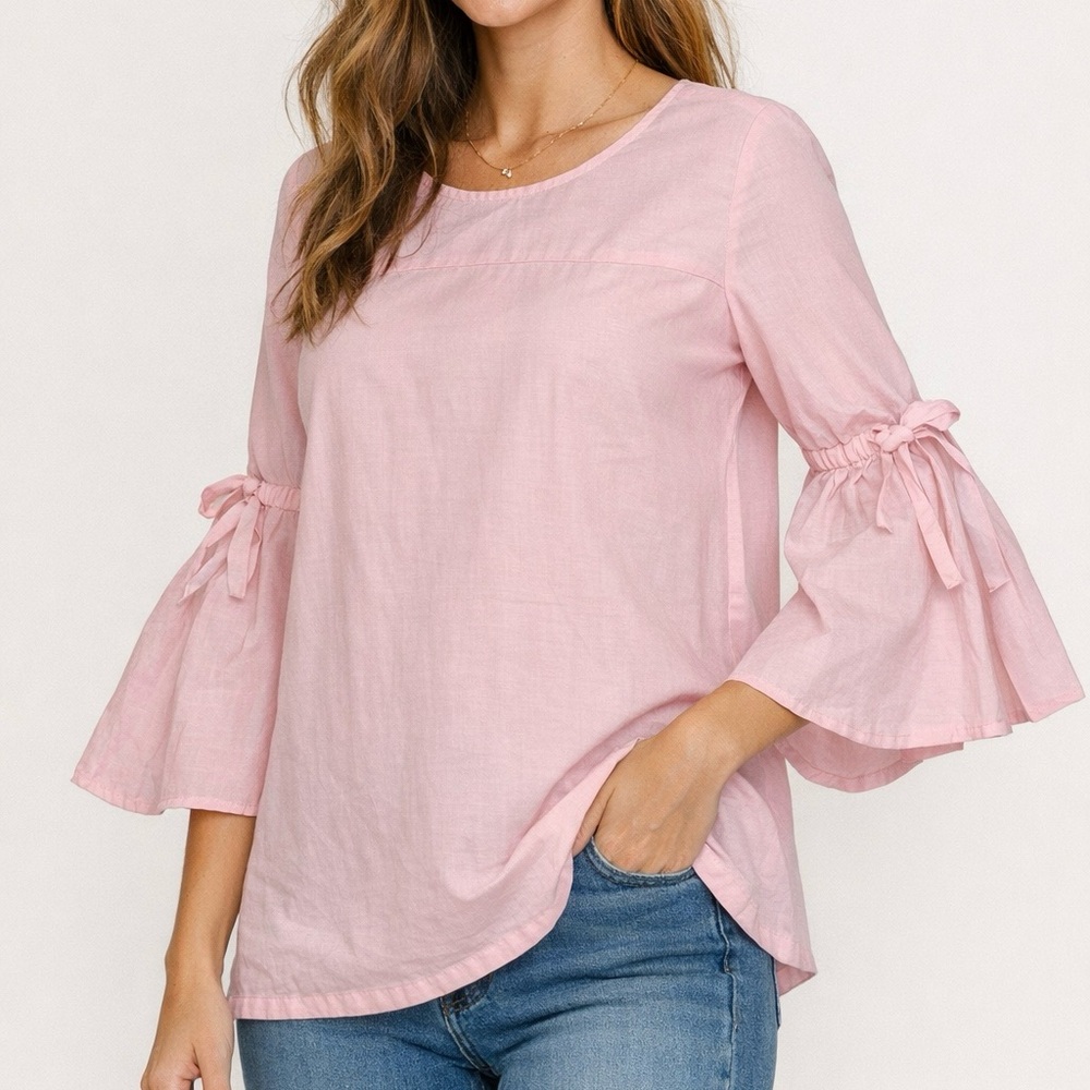 J.Crew Pink Bell Sleeve Cotton
Tunic Blouse Size Small